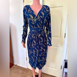 Rachel Roy - XL floral printed wrap dress in blue and gold